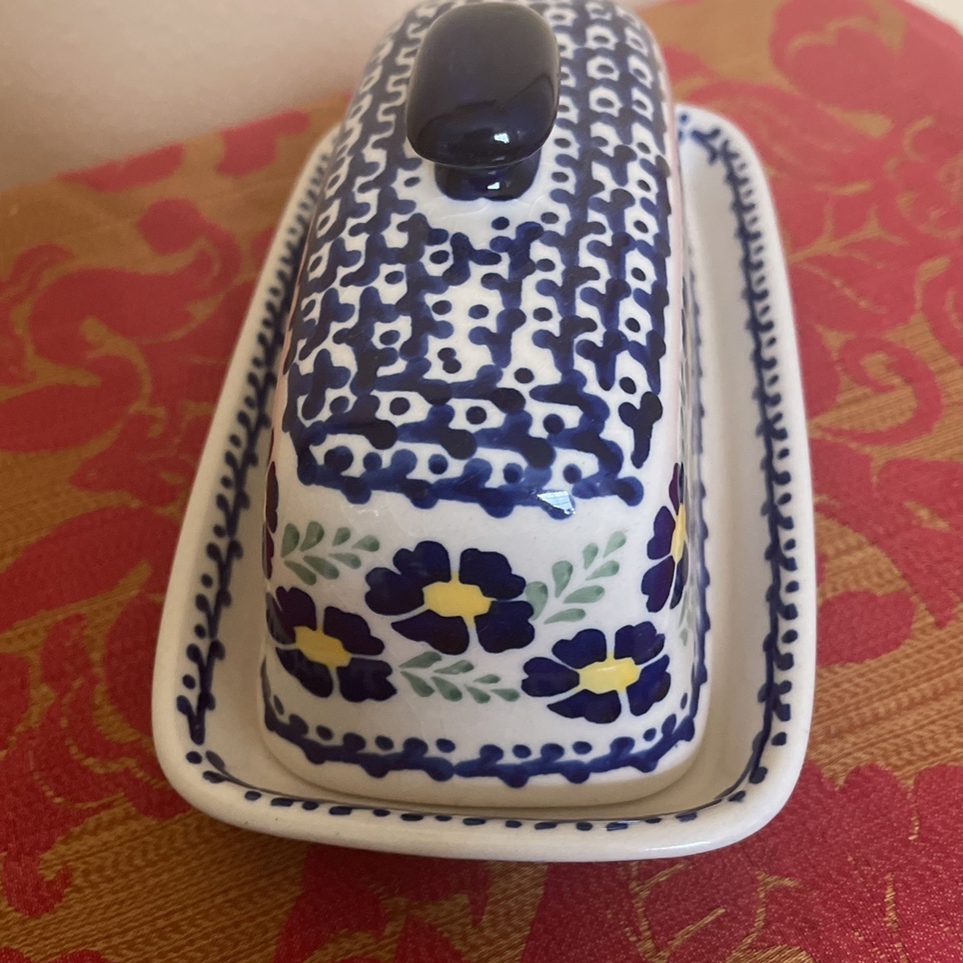 Vintage Polish ceramic butter dish