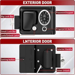 RV Door Lock Keyless Entry Remote Control & Mechanical, Backlit Keypad Camper Door Latch Handle, 100% Metal Zinc Alloy Camper Door Lock Kit for Camper
