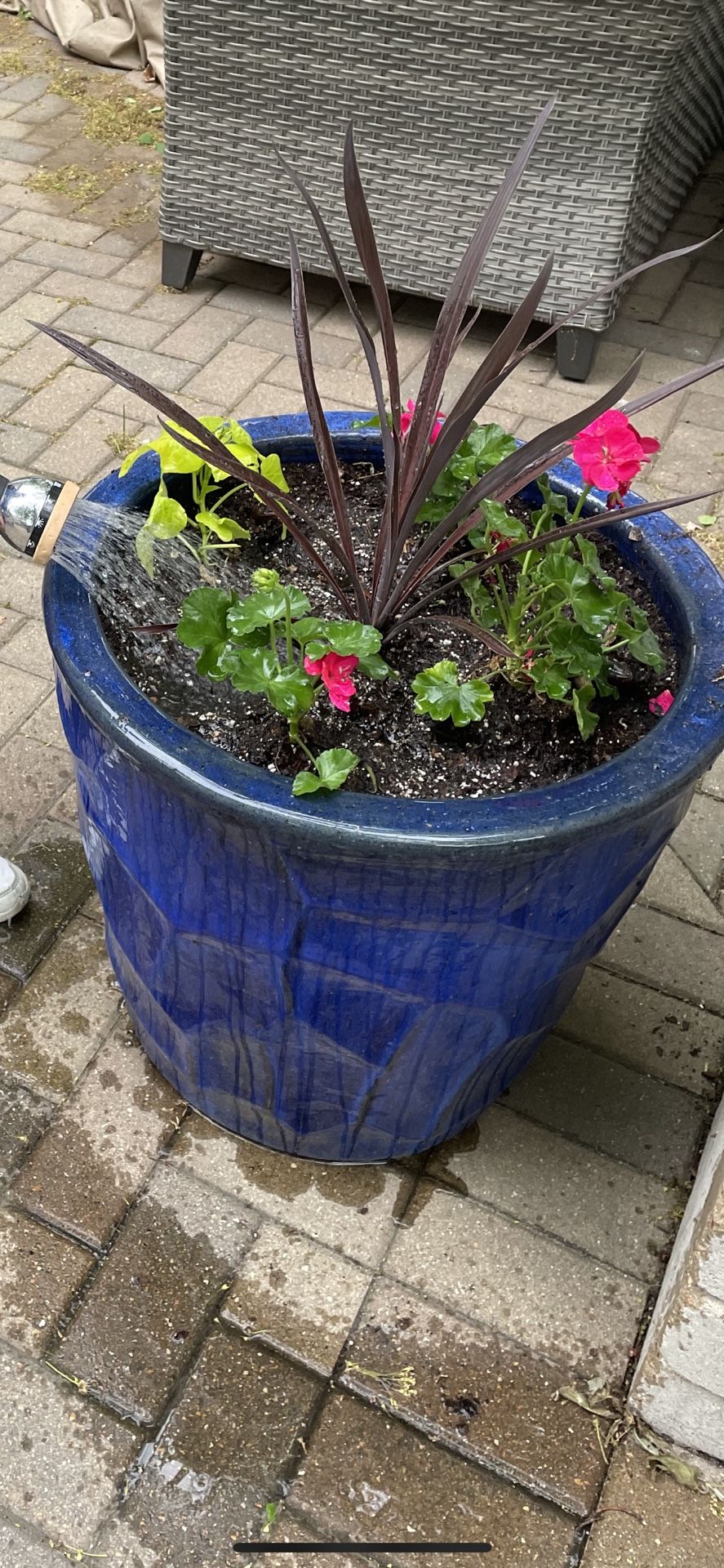 4 Blue Ceramic Pots