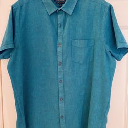 Mens Large Slim Linen Cotton Shirt