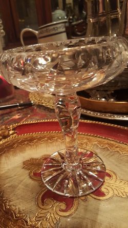 Vintage Czech Crystal compote