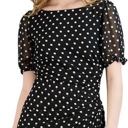 Black And White Polka Dot Chiffon Dress