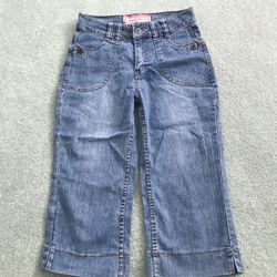 VTG Arizona Jean Co Womens 16S Slim Blue Acid Wash Capri Jeans 27x17 Low Rise