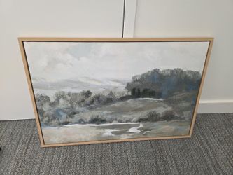 Large Framed Green Landscape Canvas Wall Art