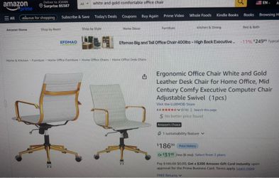 Office Chair White and Gold