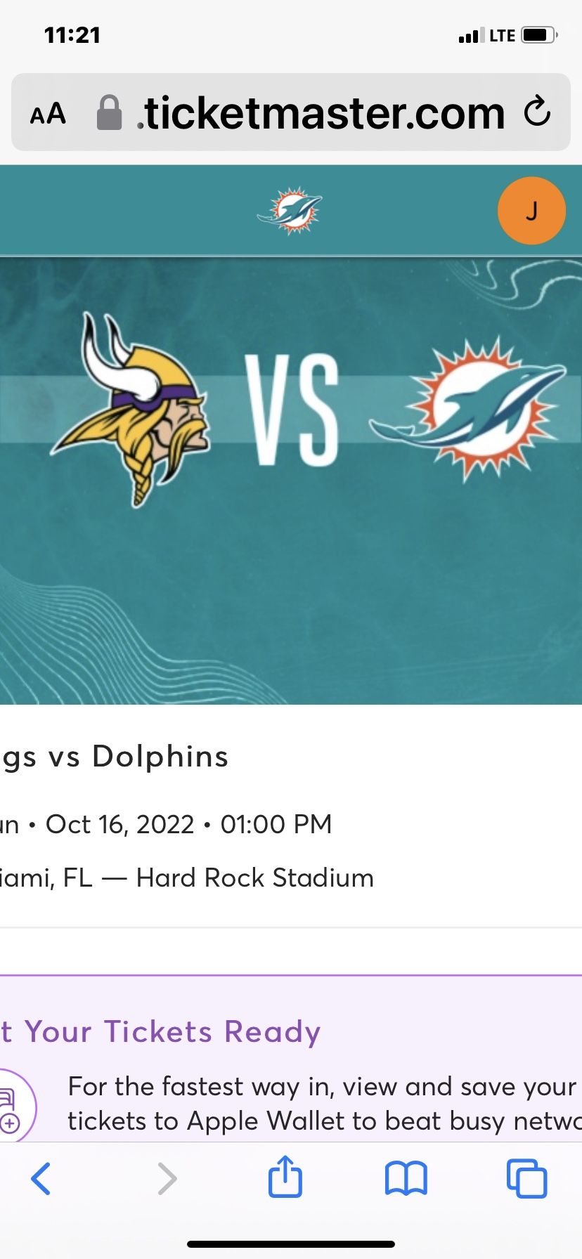 OCT 16th $150 EACH 4 TICKETS ON SECTION 104 ROW 16