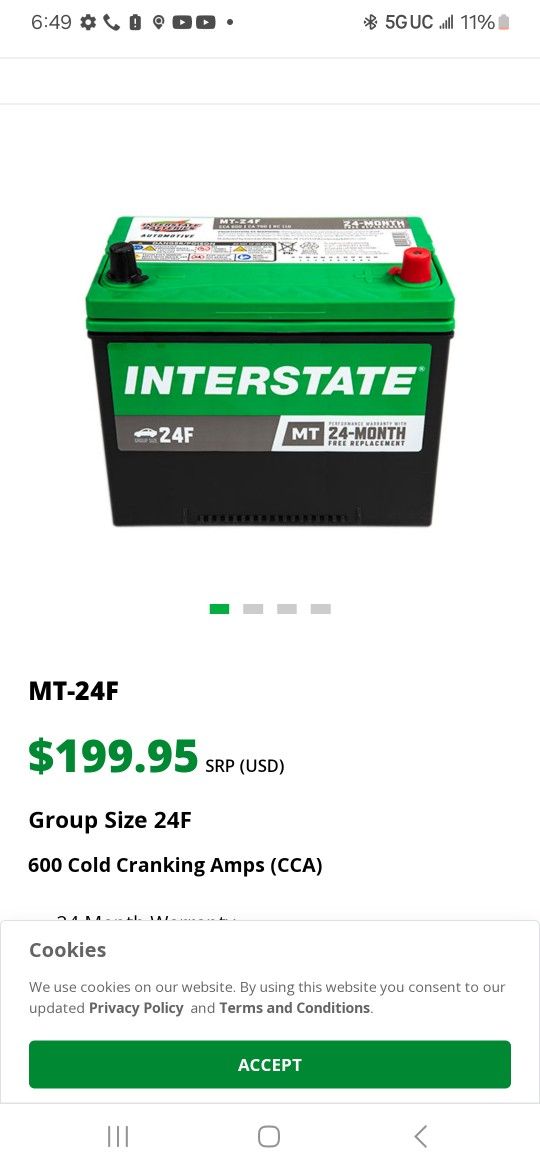 New interstate Battery MT-24F