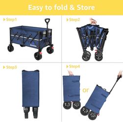 Folding Utility Wagon Cart – All Terrain Wheels – 250 lb Capacity