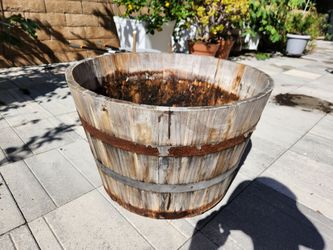 Large wine barrel planter
