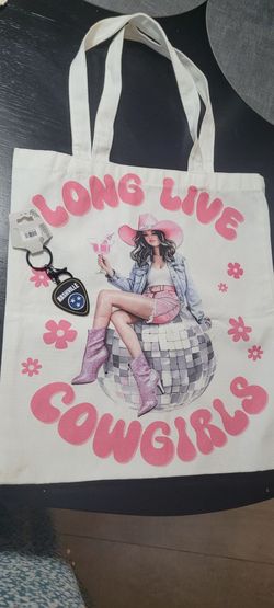 Long Live Cowgirls Canvas Tote Bag w/ Nashville Key Chain