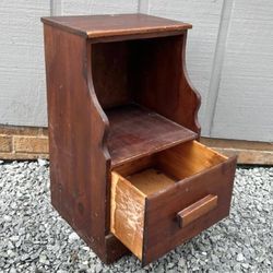 Antique Wood One Drawer Side Table Night Stand Cabinet