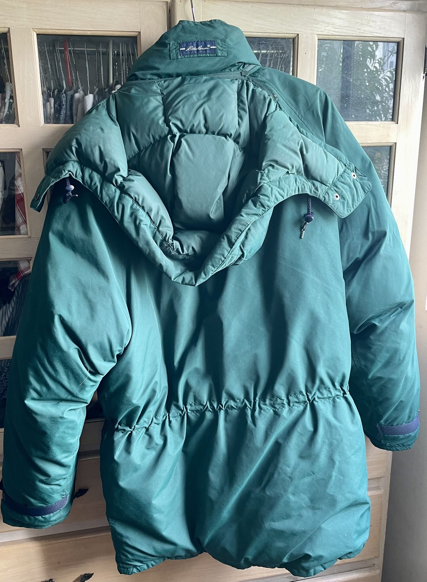 EDDIE BAUER GORE-TEX RIDGE LINE GOOSE DOWN HOODED DK GREEN COAT 