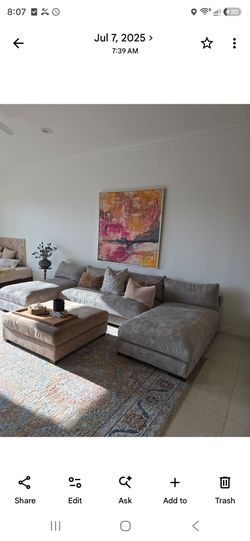 Large low profile modern sectional sofa 138 inches wide