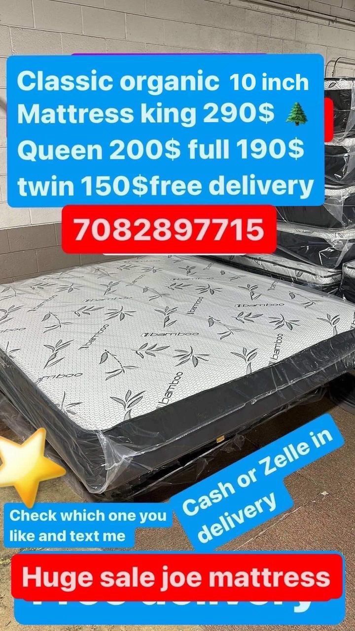 Huge sale for Mattress And Box Twin size mattress and box 150.$ full 190$ Queen 200$ king 290$. Mattress And Box and frame and headboard. King 580$ Qu
