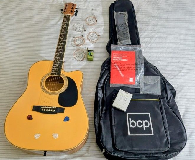 Brand New Bcp 41 Acoustic Guitar With Set- Bag, Picks, Tuner, Extras Included