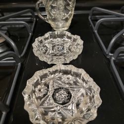 Vintage Crystal Ashtrays Candle Holders Serving Bowls Dishes Decanters Anchor Hocking Princess House