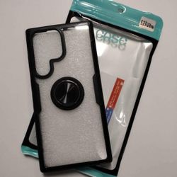 Samsung Galaxy s22 Carbon Fiber Clear Case With Ring Holder/Grip