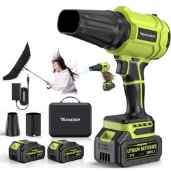 Soplador de hojas inalámbrico, soplador de hojas manual de 980,000 RPM con 2 baterías de 4.0 Ah y cargador, soplador de hojas ligero para limpieza de 