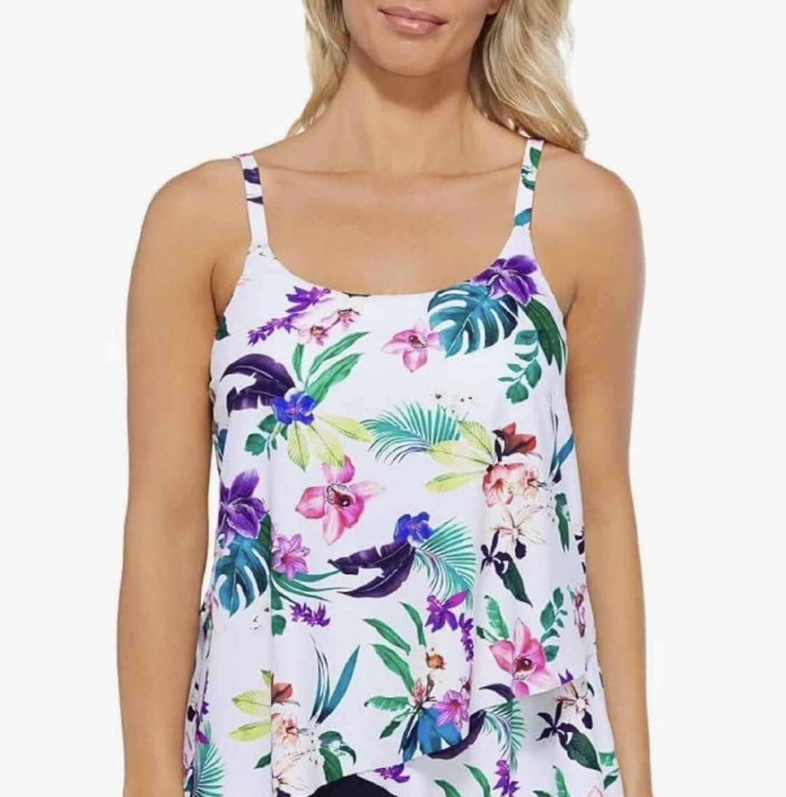 NEW NEW Women's Island Escape Adjustable Tulip Hem Tankini Top Size 18W New with tags