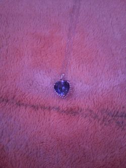 Blue Sapphire & White Sapphire Heart-Shaped Pendant Necklace in Sterling Silver