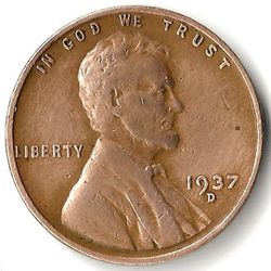 1937-D 1¢ LINCOLN WHEAT CENT COIN, NICE PENNY, GOOD DETAIL AND LINES!