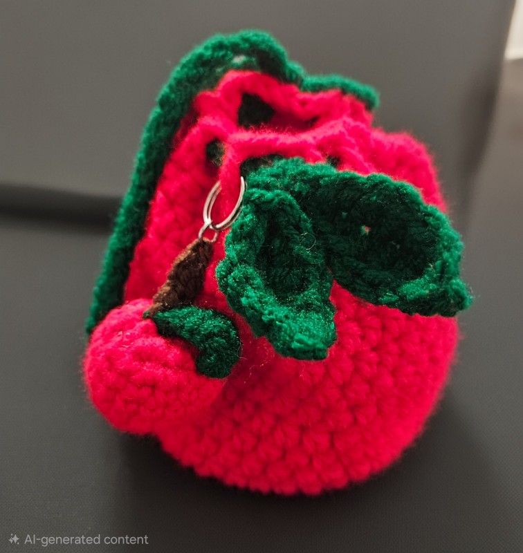 Handmade Crochet Small Red Pouch 
