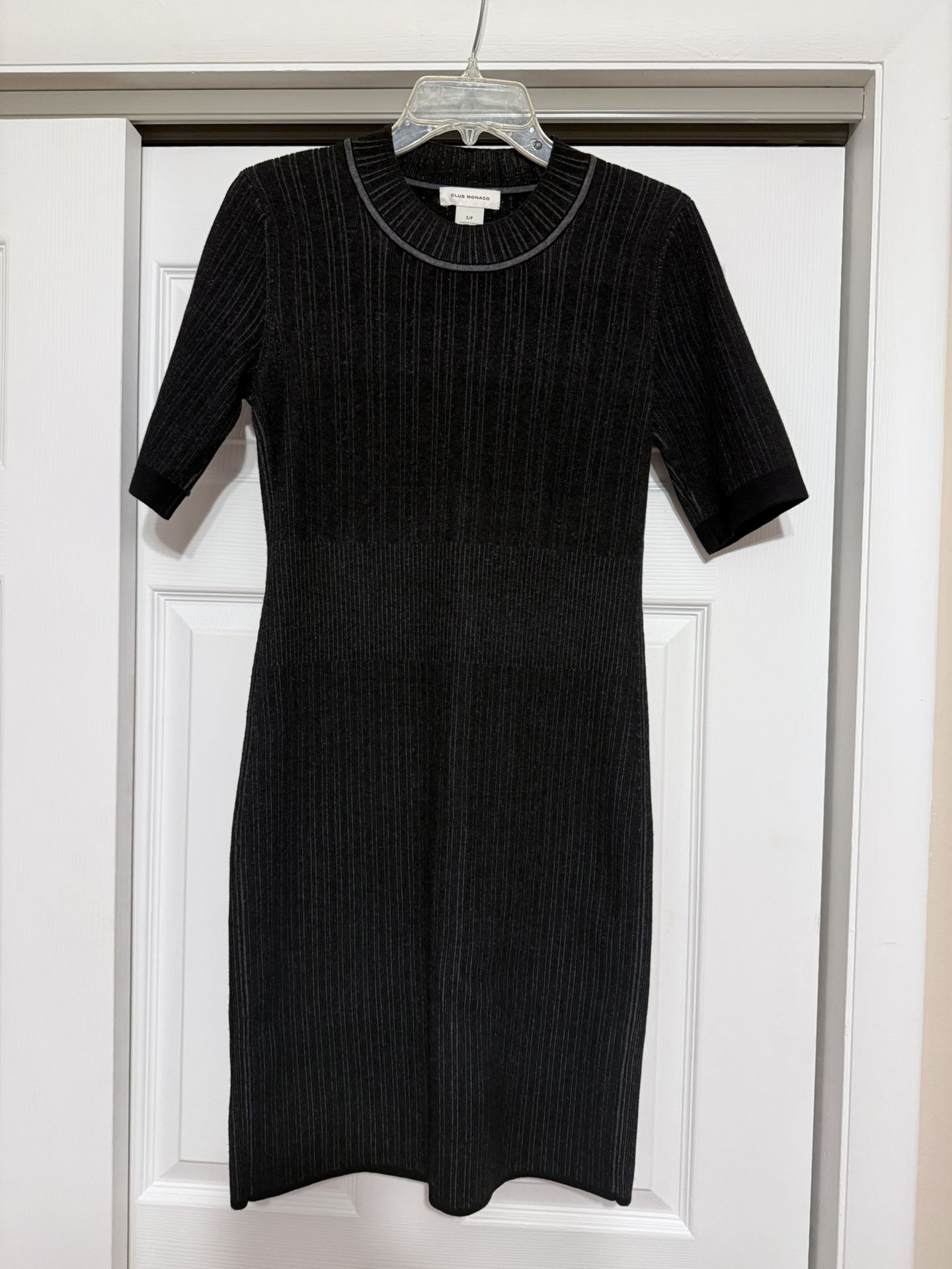 Club Monaco Black Ribbed Knit Sheath Dress - Size Small