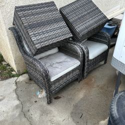 Rattan Chairs And Ottomans