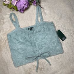 NWT Wild Fable Blue Fuzzy Crop Top