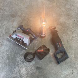 Bosch 24v Tools /Circular Saw/Reciprocating Saw/Working Light /One Good Battery And Charger 