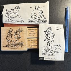 Stampin Up Wood & Rubber 6 Pc Stamp Set