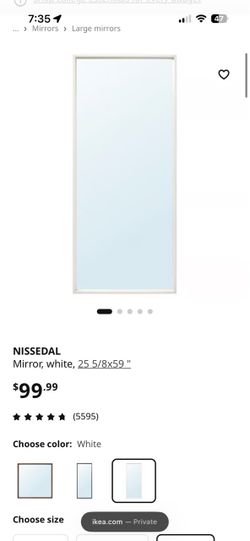 IKEA NISSEDAL Large Wall Mirror White