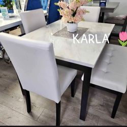 Elegant White 5-Pc Dining Set