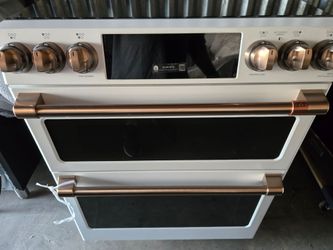 Cafe 30" Matte White Slide-In Induction Double Oven Range New