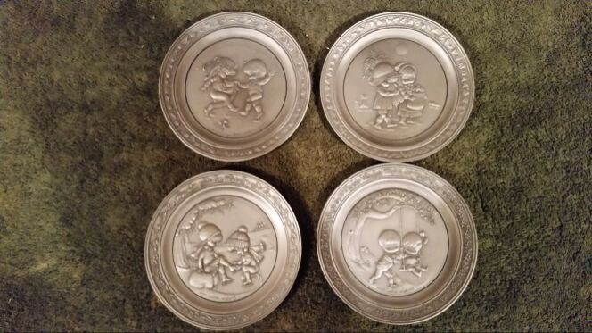 Beautiful Pewter Display Plates