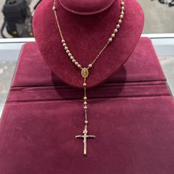 Rosary Chain 14kt Gold White And Gold Color