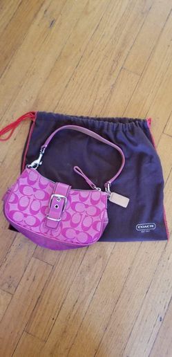 Vintage Pink Coach Purse. Pink Signature Coach Bag. Pink Cloth and