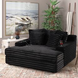 NEW! Oversized Chaise lounge W/ cupholders & USB Port