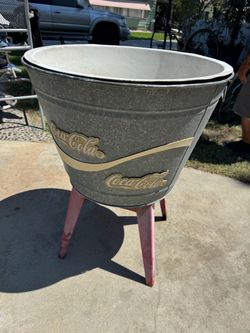 Coca-Cola Galvanized Metal Beverage Tub with Stand