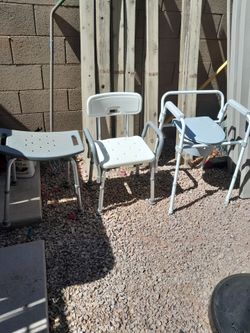 Shower Transfer Chairs $15-$20 each, Portable Toilet Bedside Commode $25 See All Photos Read Description