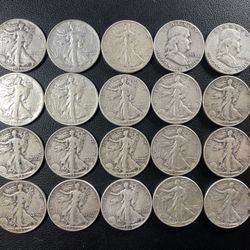 20 coins 90% Silver Halves $10