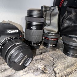 Canon EOS T7i Rebel With 2 Lenses and Many Accessories 