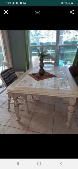 Tile dining table with 2 chairs