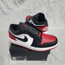 New Air Jordan 1 Low 'Bred Toe 2.0' Varsity Red, Size 11