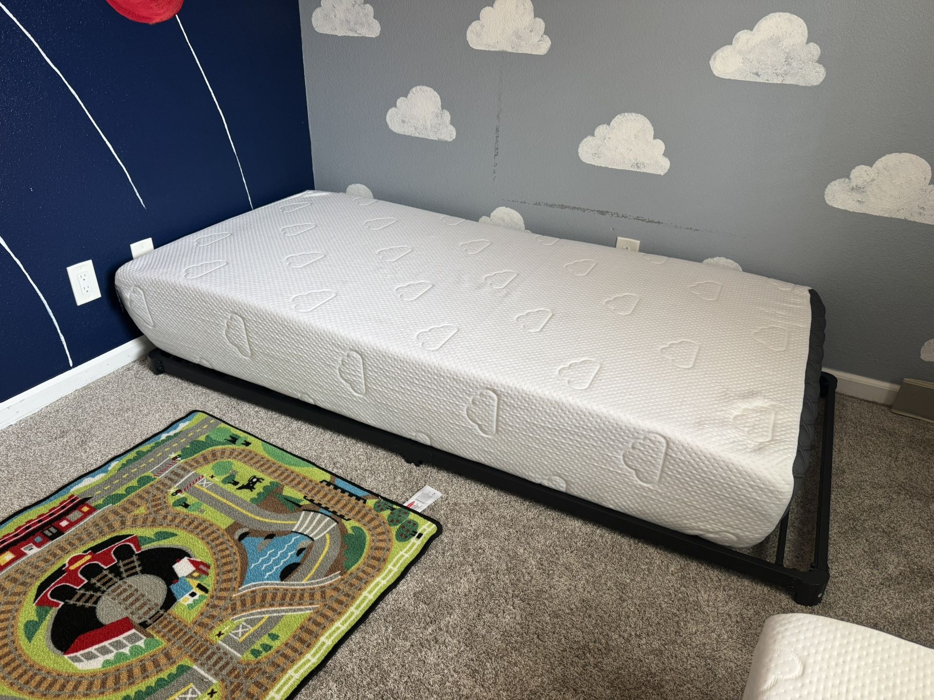 2 Twin XL Puffy Memory Foam Mattresses & Floor Bed Frames