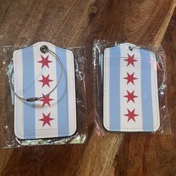 Luggage Tag Leather Chicago Flag Bulls Bears Cubs Sox Jersey