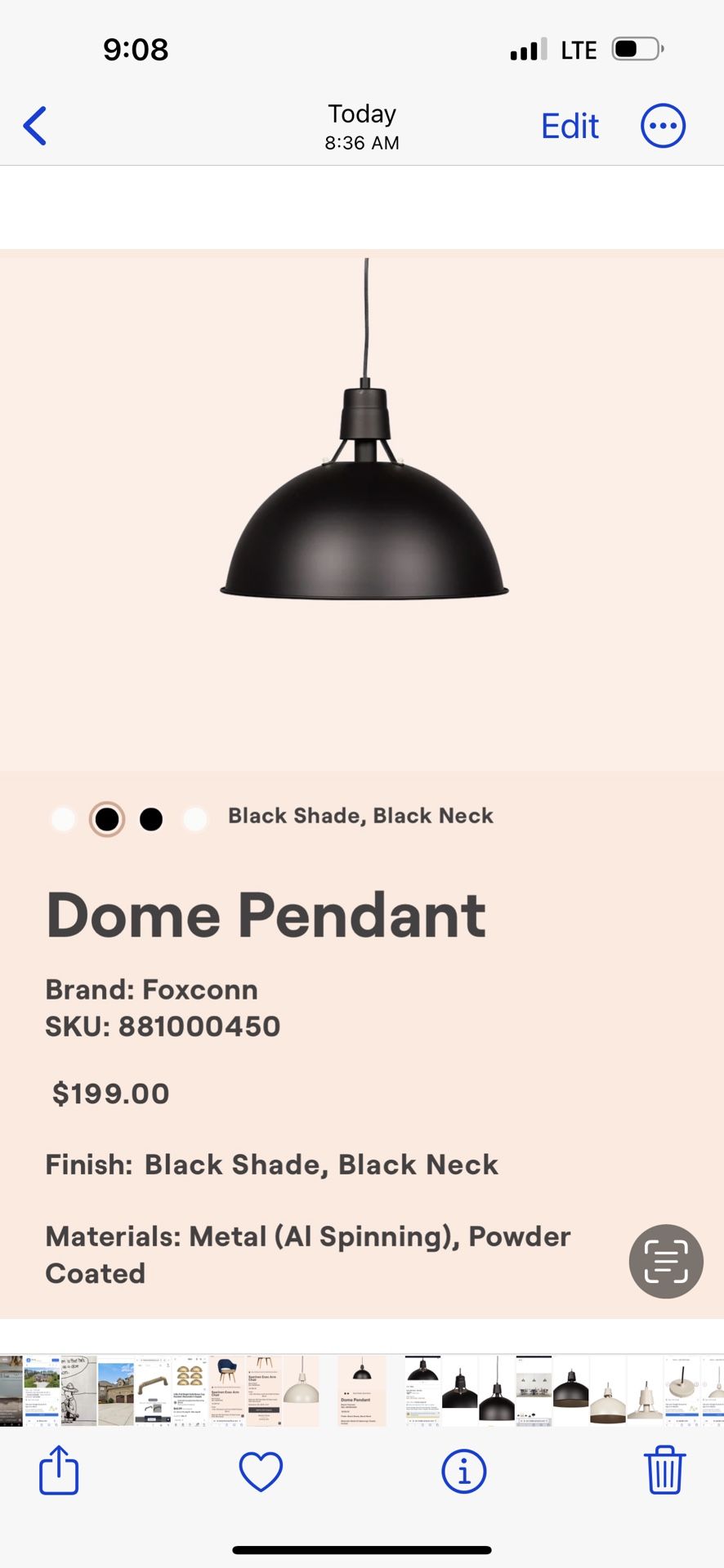 NEW Blue Castle Foxconn 18” Dome Pendant Light