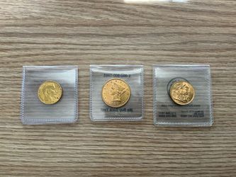 Lot of 3 Gold Coins: 1855 French 20 Francs, 1881 US $10 Liberty Head Eagle, 1917 British Sovereign