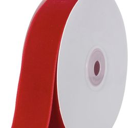 Red Velvet Ribbon - 1 Inch Width, 10 Yards Per Roll