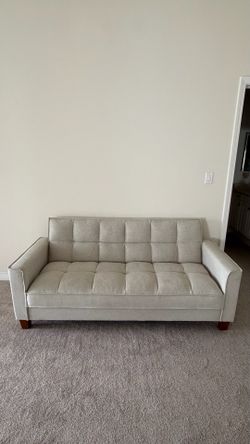 Linen, tufted loveseat - like new - yes, it’s available!